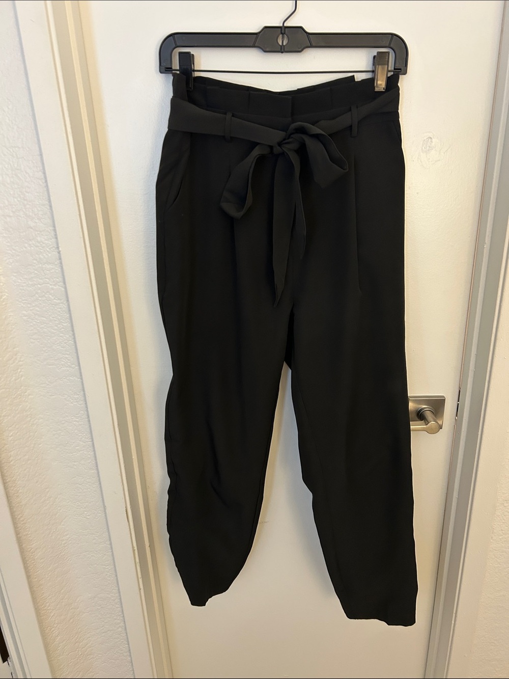 Lulu's Black High-Waist Tie Belt Paperbag Pants